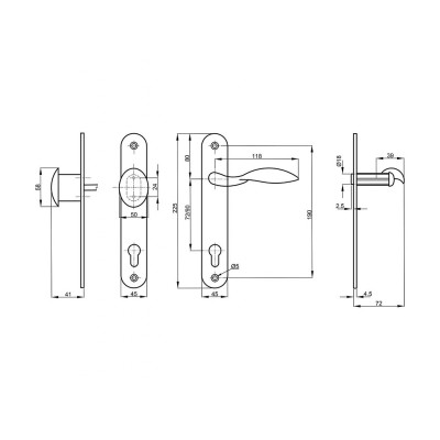 K914 rustiko kľučka + GUĽA Ľavá 90mm vložka