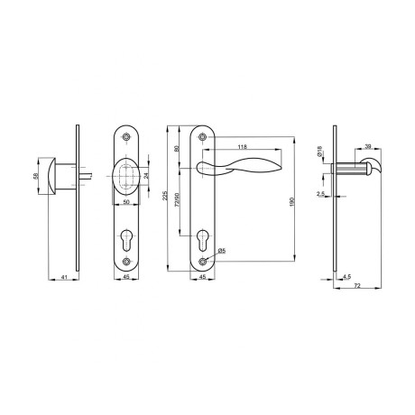 K914 rustiko kľučka + GUĽA Ľavá 90mm vložka