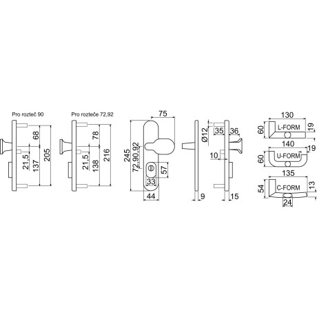 R.711.ZB.N.TB4 bezpečnostné kovanie