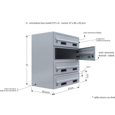 M37/6 modulová schránka RAL9006