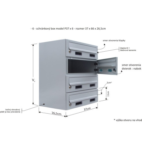 M37/6 modulová schránka RAL9006