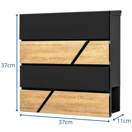 D3638 poštová schránka čierna + imit. dreva