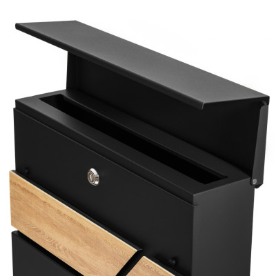 D3638 poštová schránka čierna + imit. dreva