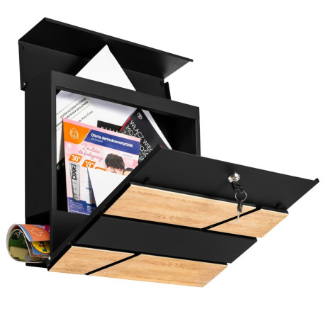 D3638 poštová schránka čierna + imit. dreva