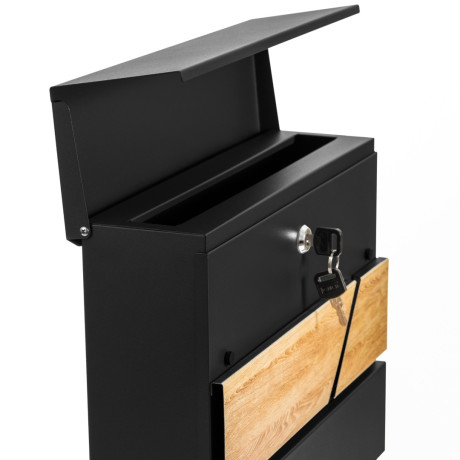 D3638 poštová schránka čierna + imit. dreva