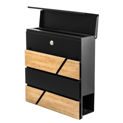 D3638 poštová schránka čierna + imit. dreva