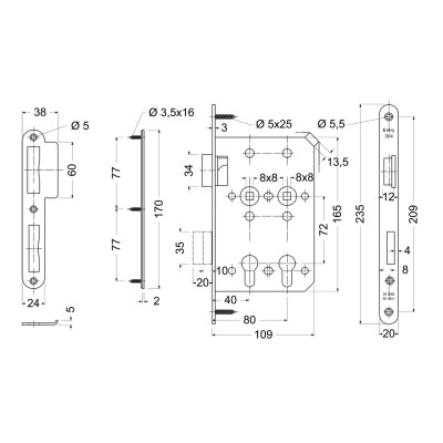 EN.304.2PZ.72.40+80.P záťažový zámok na vložku