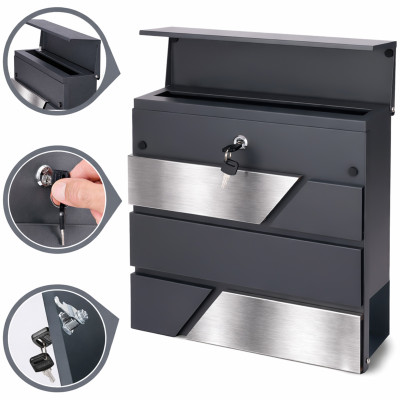 D3711 poštová schránka antracit + nerez