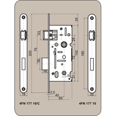 Zámok stavebný ZZ60/72/40 na WC