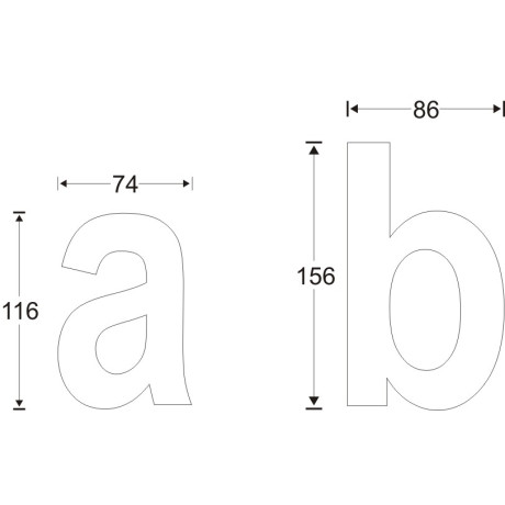 písmeno "a" 155mm nerez