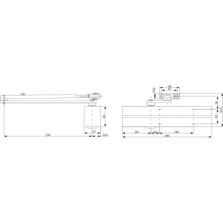 DC300 zatvárač ASSA ABLOY  bez ramienka