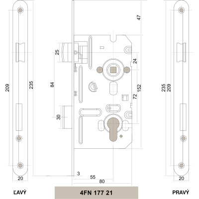 Zámok stavebný V80/72/55 na vložku