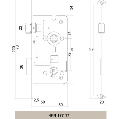 Zámok stavebný ZZ80/72/50 na WC