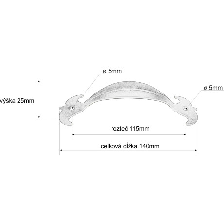 UM 115mm úchytka čierna