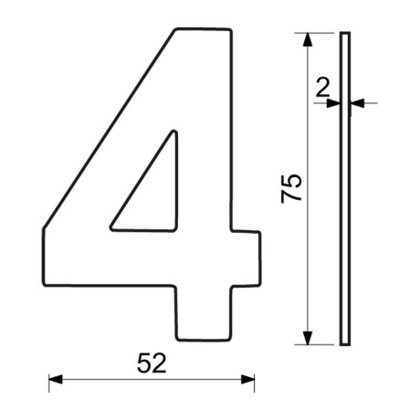 RN.75L číslo "4" 75 mm čierné matné