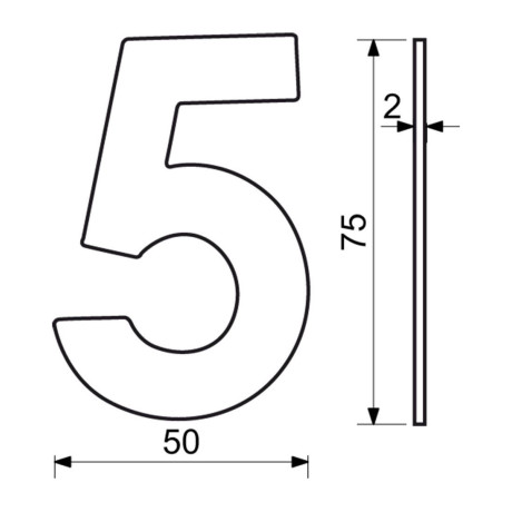 RN.75L číslo "5" 75 mm čierné matné