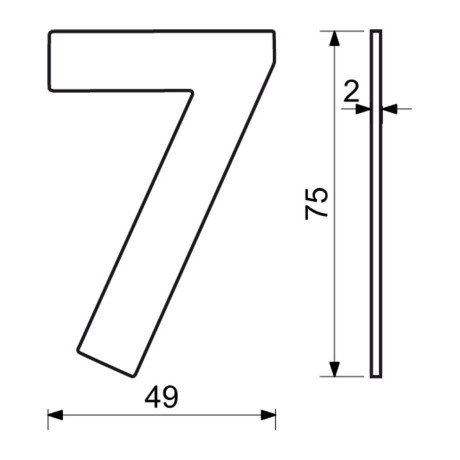 RN.75L číslo "7" 75 mm čierné matné