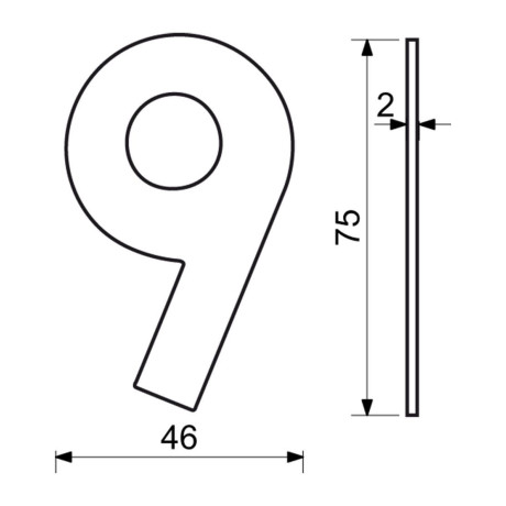 RN.75L číslo "9" 75 mm čierné matné