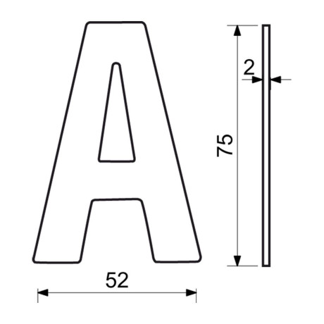 RN.75L číslo "A" 75 mm čierné matné