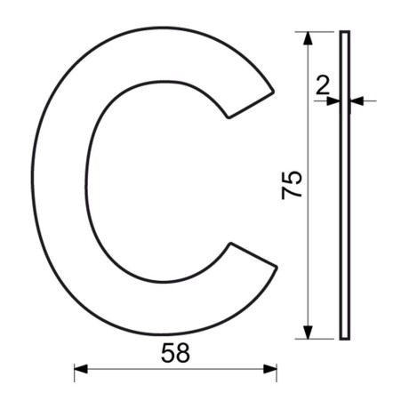 RN.75L číslo "C" 75 mm čierné matné