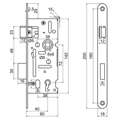 K 60/72/40 zámok zadlabací K 60/72/40 zámok zadlabací
