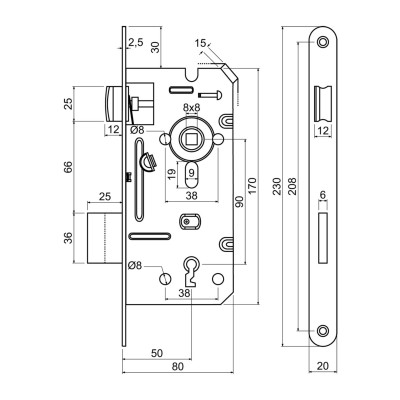 Zámok stavebný K80/90/50 na kľúč