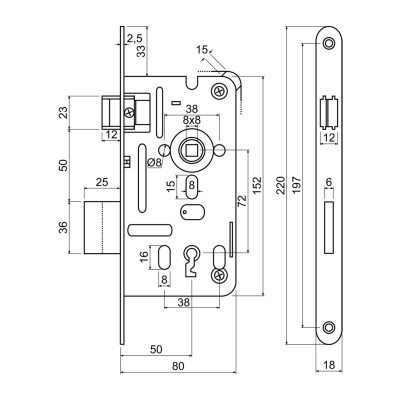 Zámok stavebný K80/72/50 na kľúč