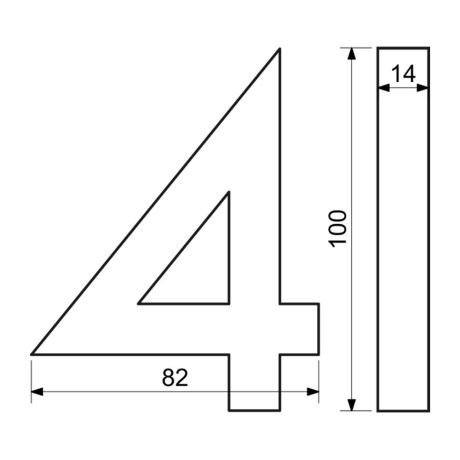 Číslo "4" 3D 100mm Al