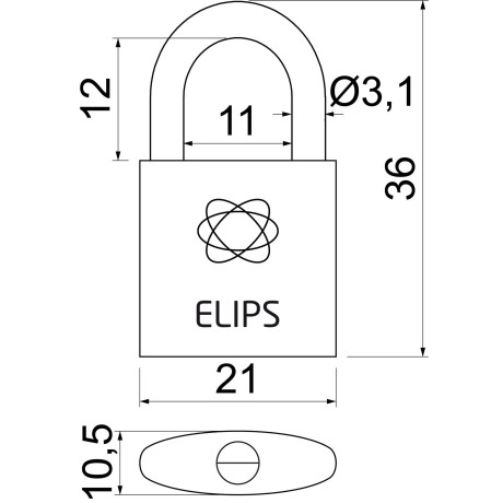 RV.ELIPS20 visiaci zámok mosadz