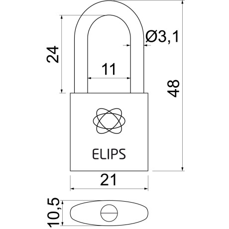 RV.ELIPS20 visiaci zámok mosadz