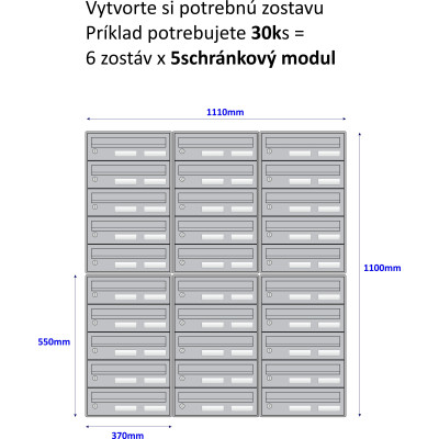 M37/5 RAL7035 modulová schránka