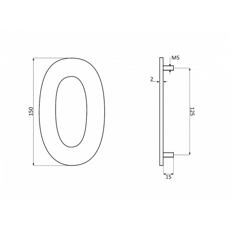 Číslica "1" fasádna 150mm NEREZ