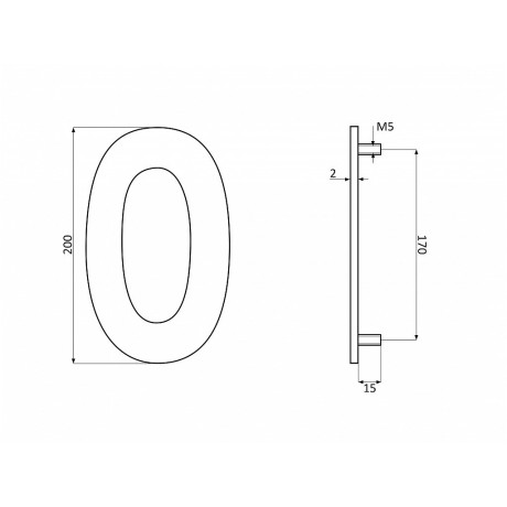 Číslica "3" fasádna 200mm NEREZ S