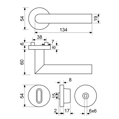 RK.L-FORM.WC.N kľučka na dvere RK.L-FORM.WC.N kľučka na dvere
