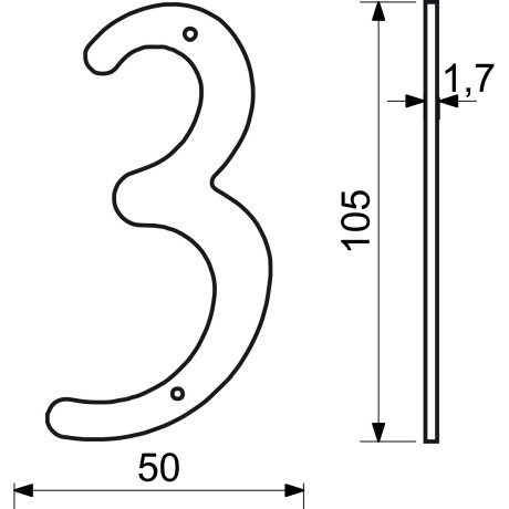 RN.105HR.1.AL.C číslo 105mm čierne "3"