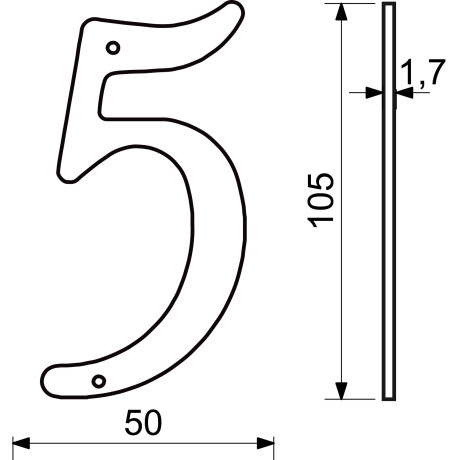 RN.105HR.1.AL.C číslo 105mm čierne "5"