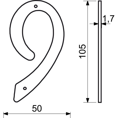 RN.105HR.1.AL.C číslo 105mm čierne "9"