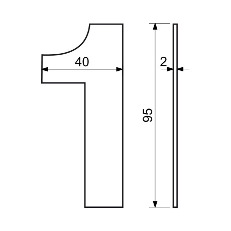 RN.95L.1.CE číslica "1" 95mm čierna