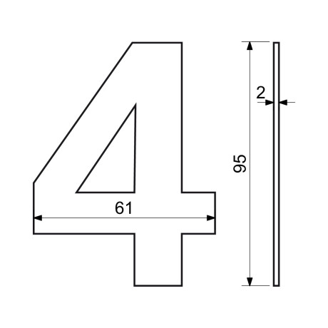 RN.95L.4.CE číslica "4" 95mm čierna