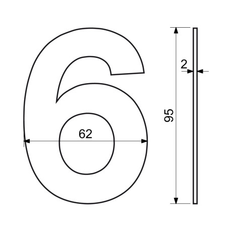 RN.95L.4.CE číslica "4" 95mm čierna