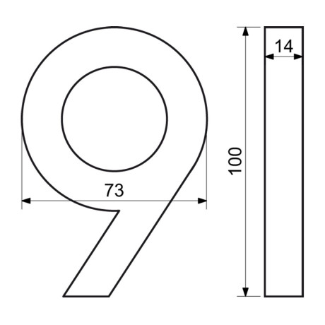 Číslo " 9 " 3D čierne 100mm