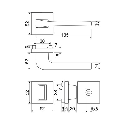RK.C36.CORTINA.WC.ANT kľučka na dvere