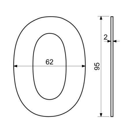 RN.95L.1.CE číslica "1" 95mm čierna