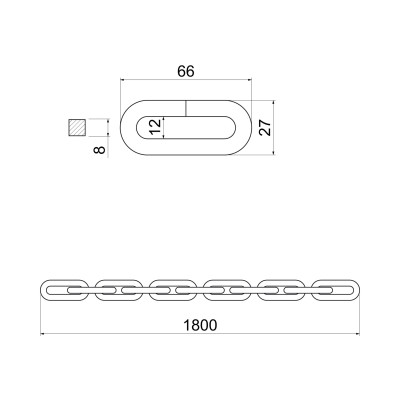 Bezpečnostná reťaz Ø 8mm x 1800mm Bezpečnostná reťaz Ø 8mm x 1800mm