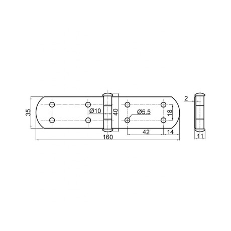 Záves 160mm čierny mat