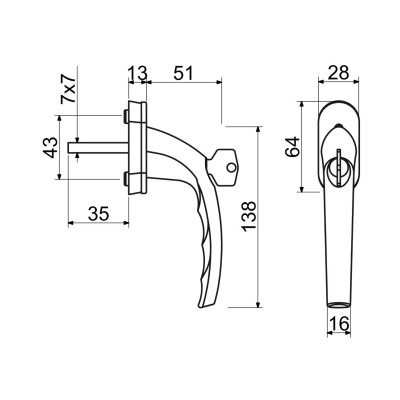 RHW 009 F9005 univerzálna kľučka na okno čierna SU RHW 009 F9005 univerzálna kľučka na okno čierna SU
